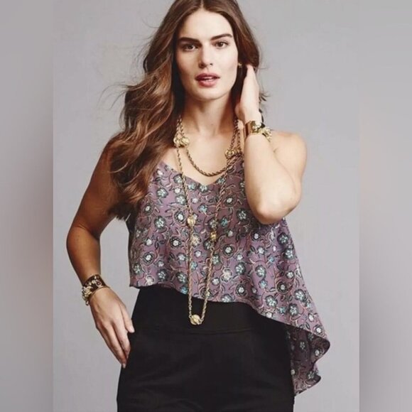 Cabi 3453 Spring Floral Scrollwork S Cami Blouse Top Purple Adjustable Straps - Picture 1 of 9